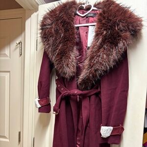 AKIRA CATALINA FUR COLLAR TRENCH Size MM